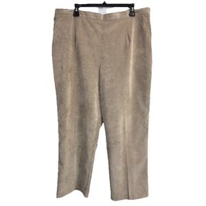 Alfred Dunner Corduroy Pants Women's 18W Beige‎ Classic Pull On Stretch Pockets